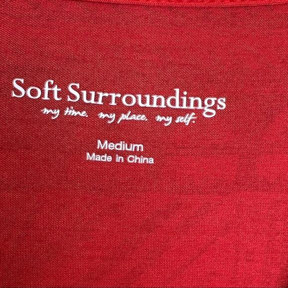 Soft Surroundings Kalahari red embroidered V neck long sleeve tunic top boho M - Picture 7 of 8